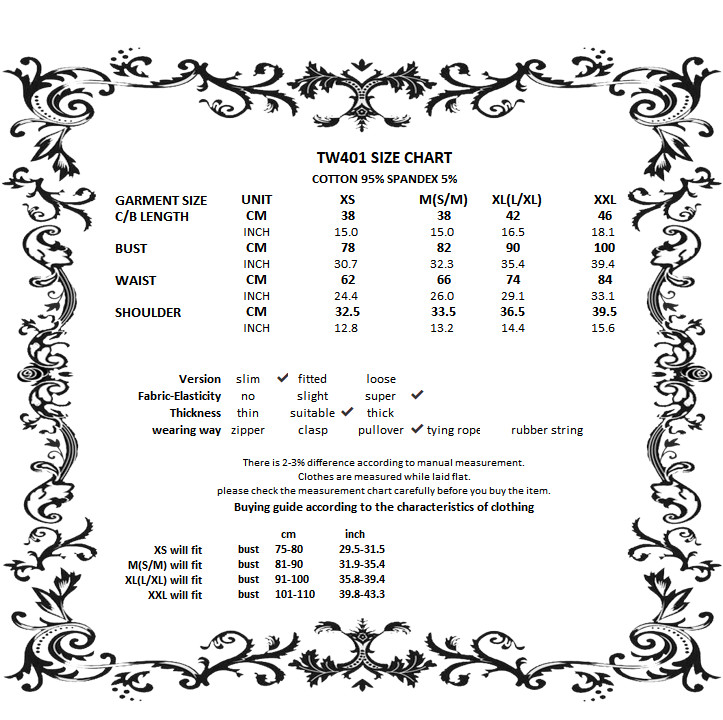 Two Familiars Bear Crop Shirt size chart