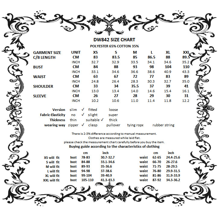 Clockwork Doll Striped Lace-Collar Dress size chart