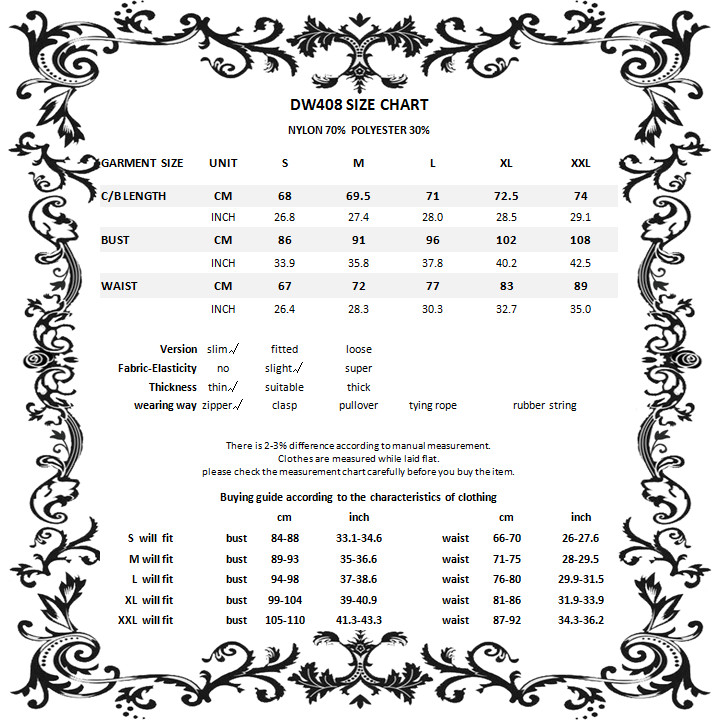 Starlit Coven Lace Dress size chart